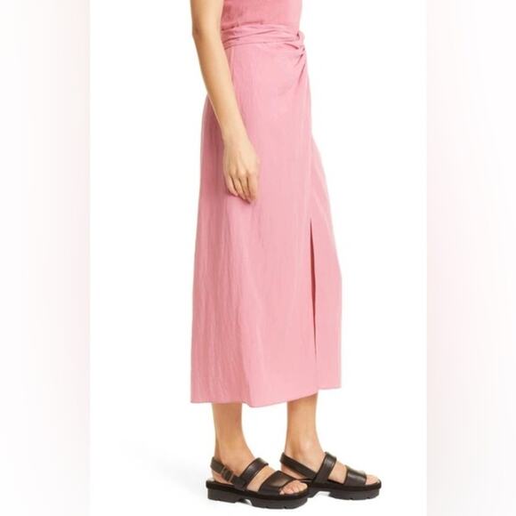 VINCE Draped Knot Midi Skirt In Pink Size Large - Picture 2 of 11